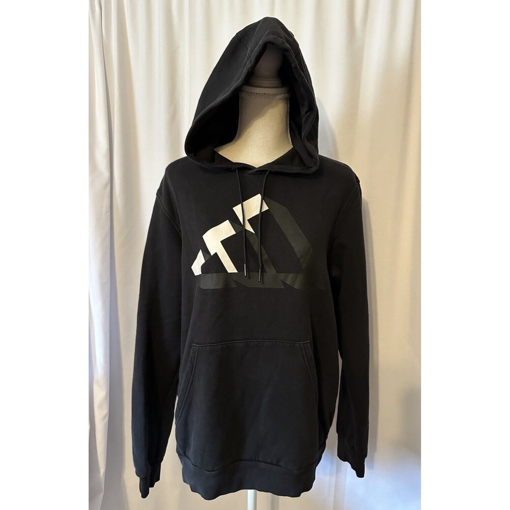 Adidas Hoodie Mens Size S Black Pullover Sweatshirt Logo Pockets Trefoil
